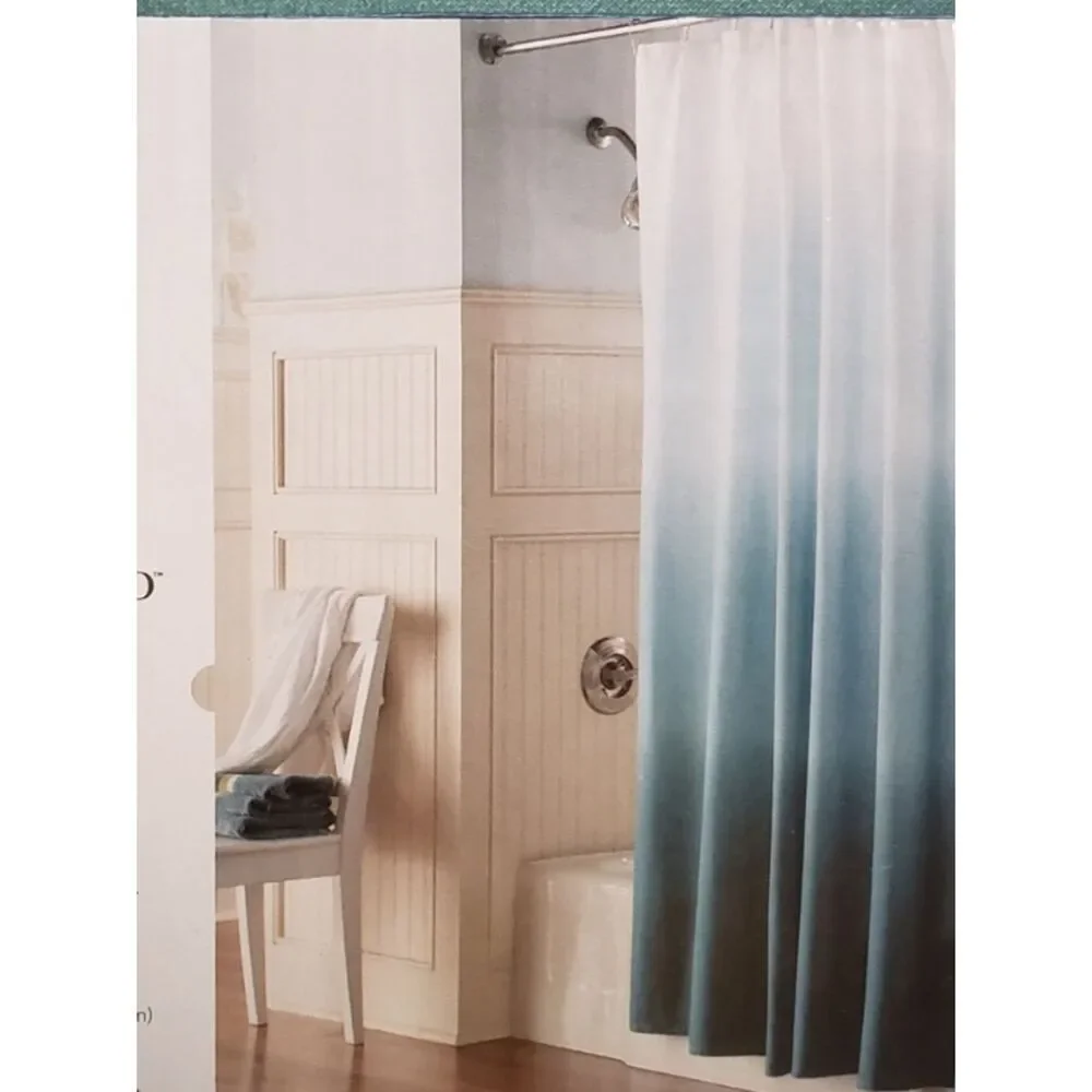 Threshold Shower Curtain Ombré design Greens and Solid White